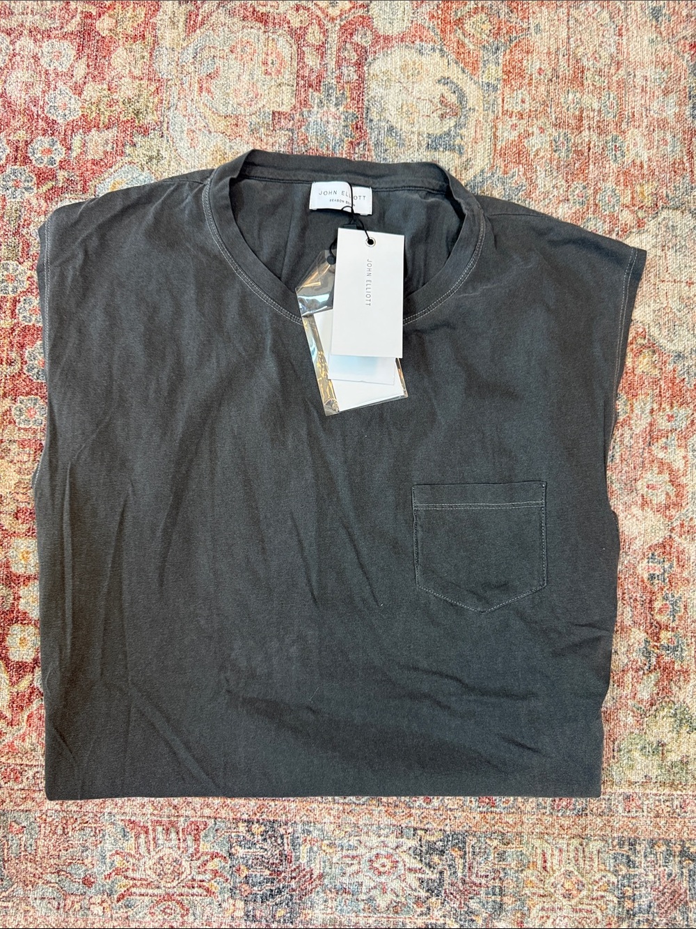 John Elliott Black Sleeveless Pocket Tank